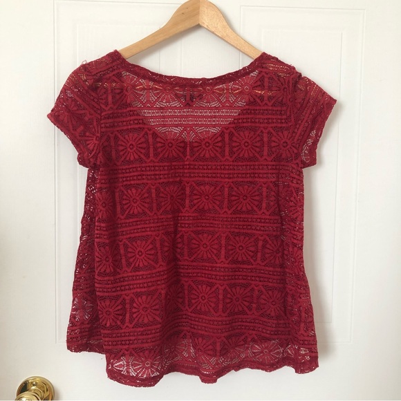 American Eagle Red Lace Top - Picture 2 of 2